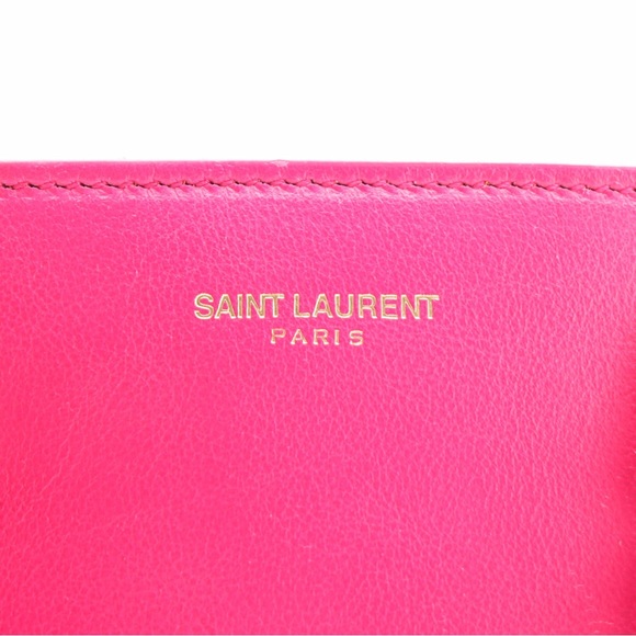 Saint Laurent Monogram Cabas Dark Pink Calfskin Leather Purse YSL Bag - Picture 10 of 16
